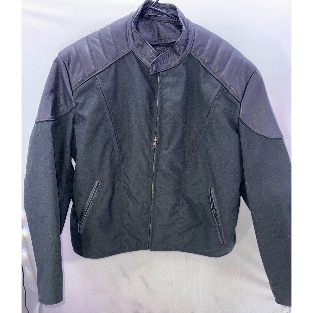 Fox Creek Leather And Canvas Moto Jacket‎ Mens Size 46 (46x27)